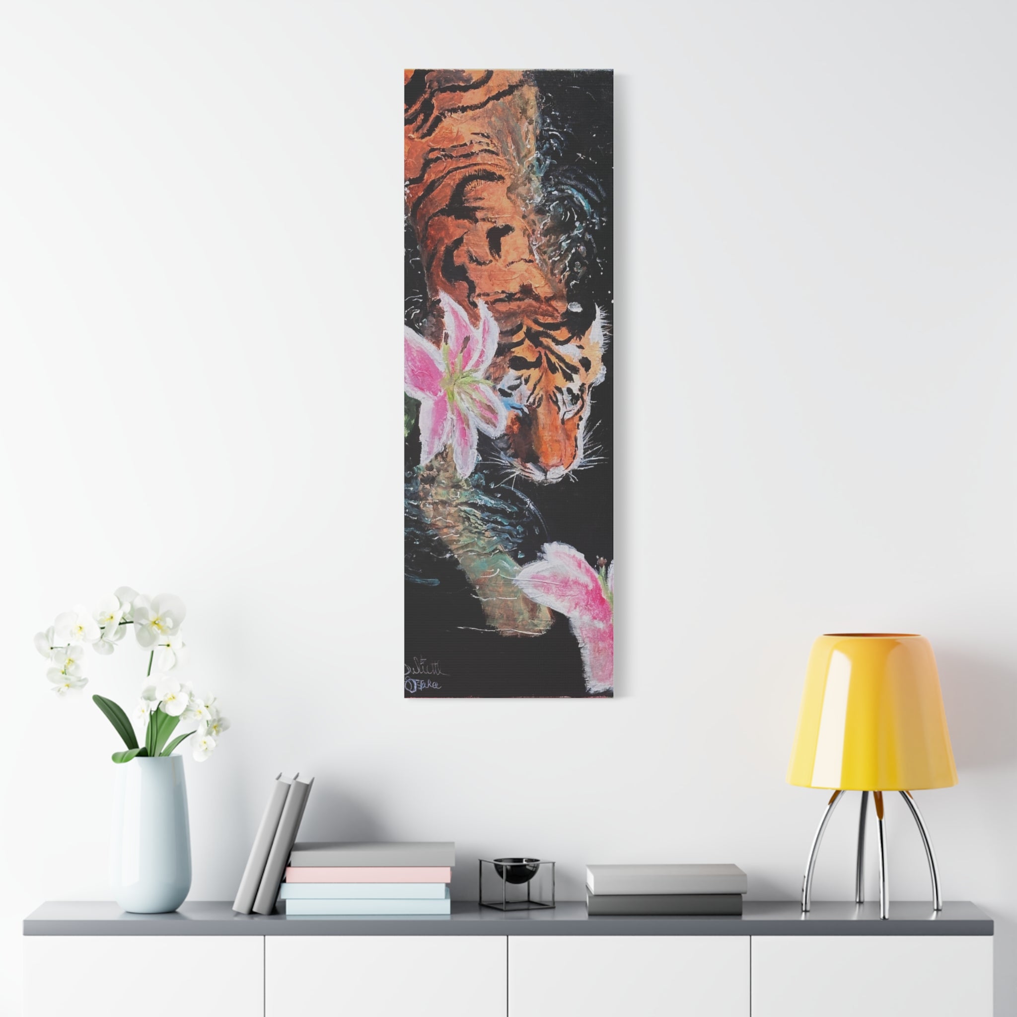 Tiger Reflection Matte Canvas Print — Stretched 1.25" Vertical Wall Art